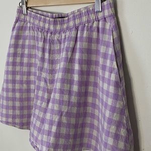 ‘Zara’ plaid linen shorts, **with pockets**